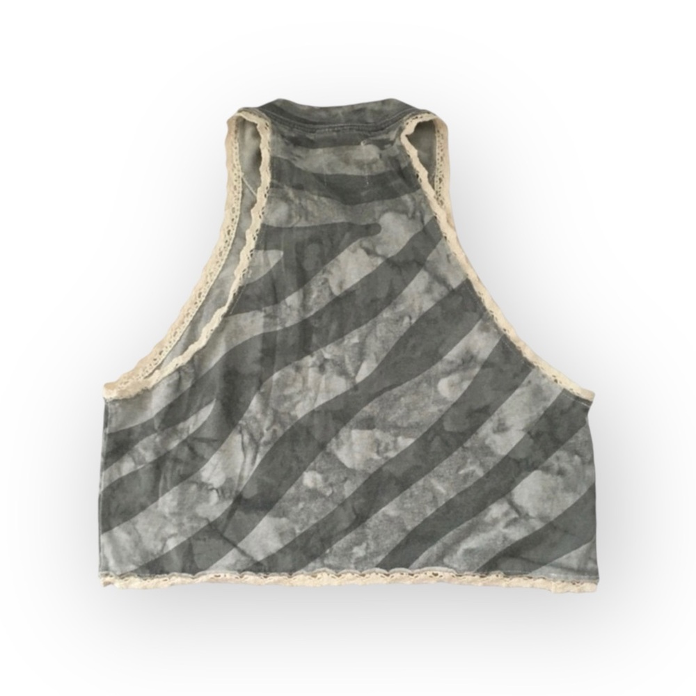 new LF Furst of a Kind ϟ Vintage Upcycled Zebra Graphic Lace Trim Tank Tee ϟ 0-4 - Picture 5 of 15